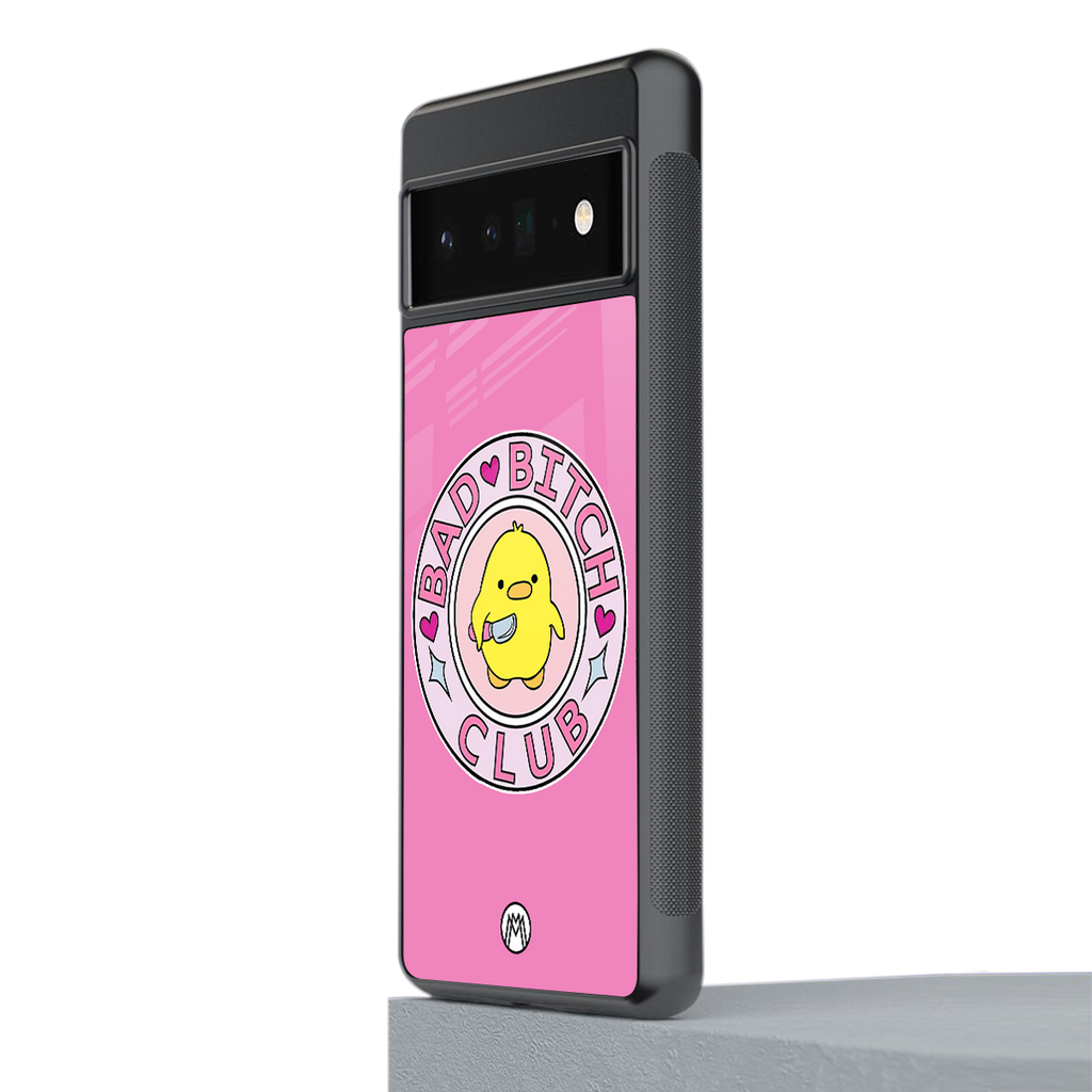 bad bitch club back phone cover | glass case for google pixel 6 pro