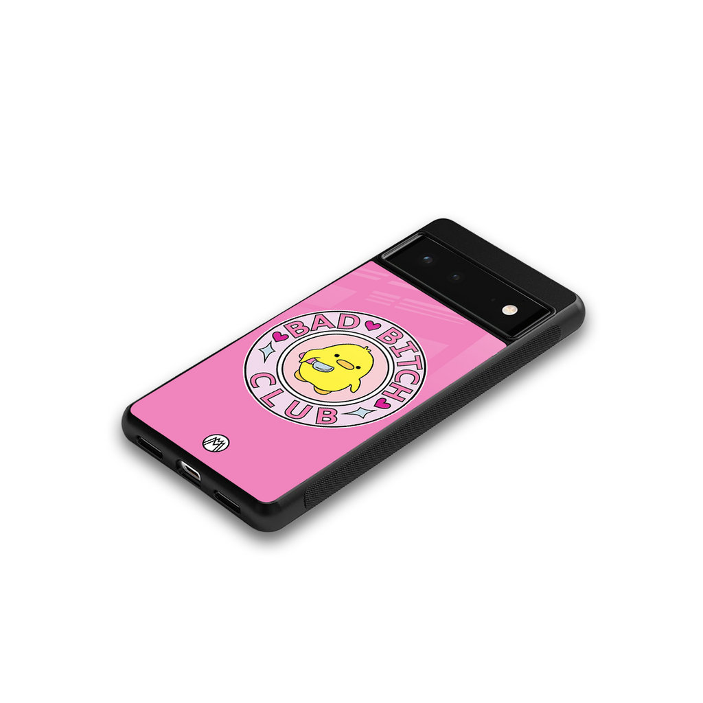 bad bitch club back phone cover | glass case for google pixel 6