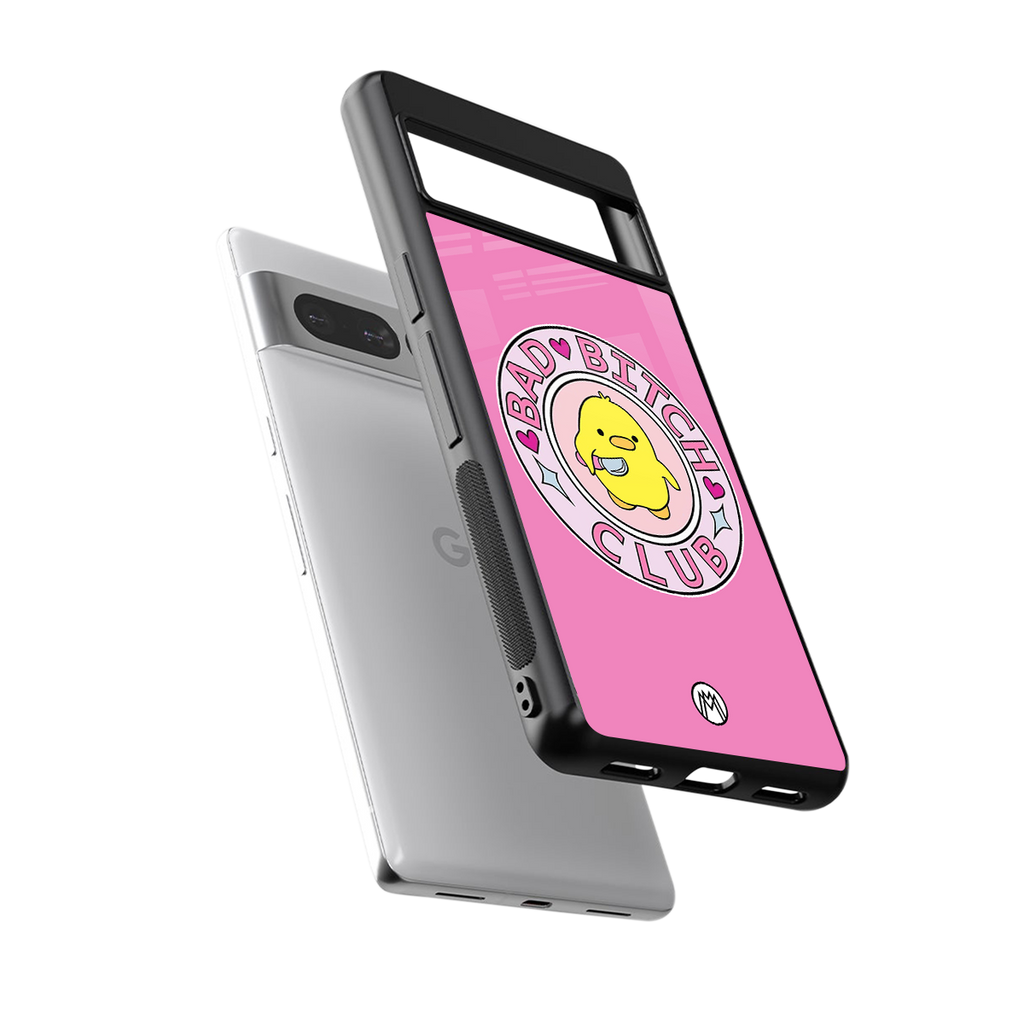 bad bitch club back phone cover | glass case for google pixel 7 pro