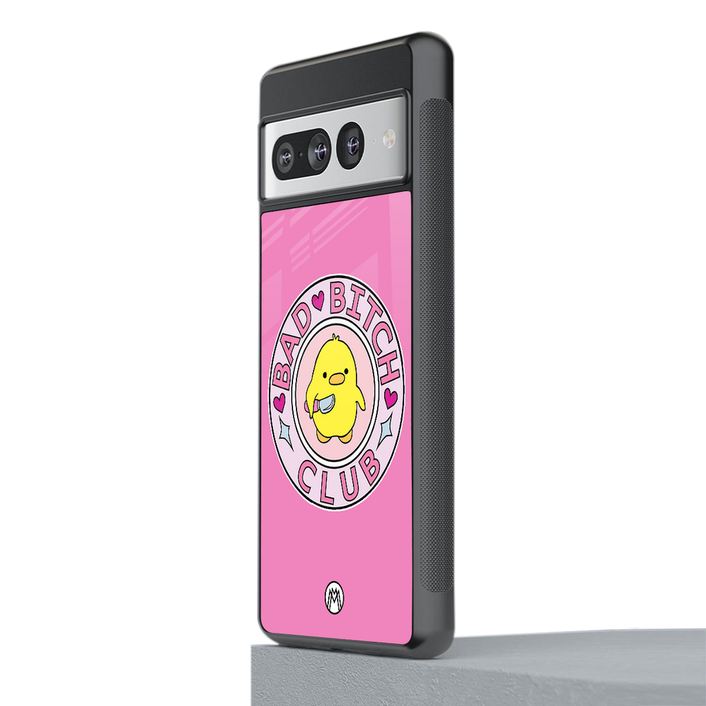 bad bitch club back phone cover | glass case for google pixel 7 pro