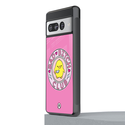 bad bitch club back phone cover | glass case for google pixel 7 pro