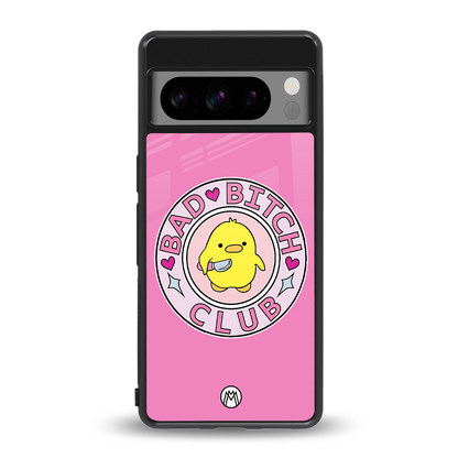 bad bitch club back phone cover | glass case for google pixel 8 pro