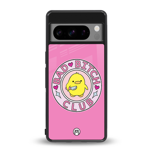 bad bitch club back phone cover | glass case for google pixel 8 pro