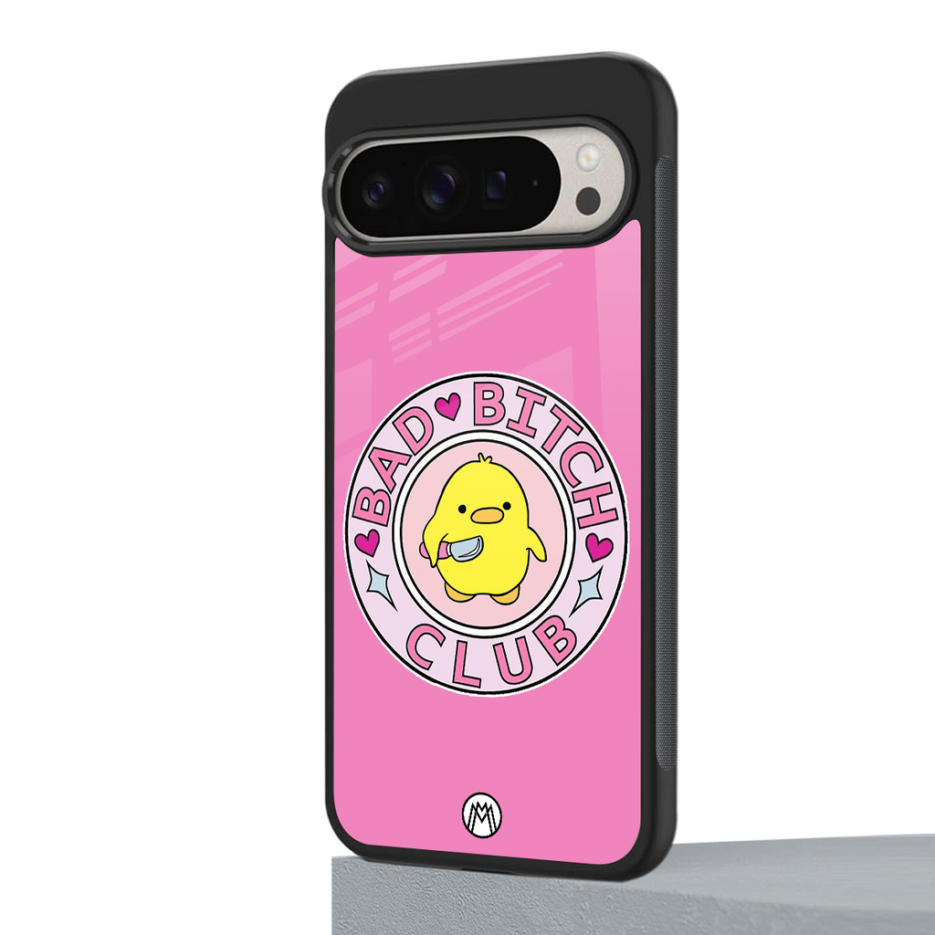 bad bitch club back phone cover | glass case for google pixel 9 pro