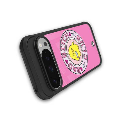bad bitch club back phone cover | glass case for google pixel 9 pro xl