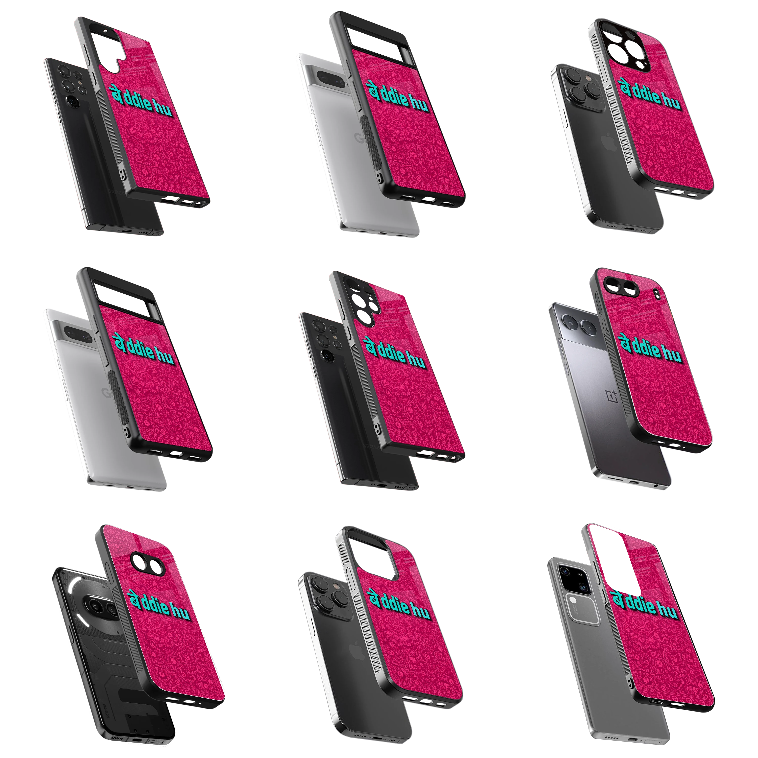 Durable Glass Back Mobile Case for iPhone, Samsung, OnePlus, Google Pixel, Redmi, Vivo, Oppo