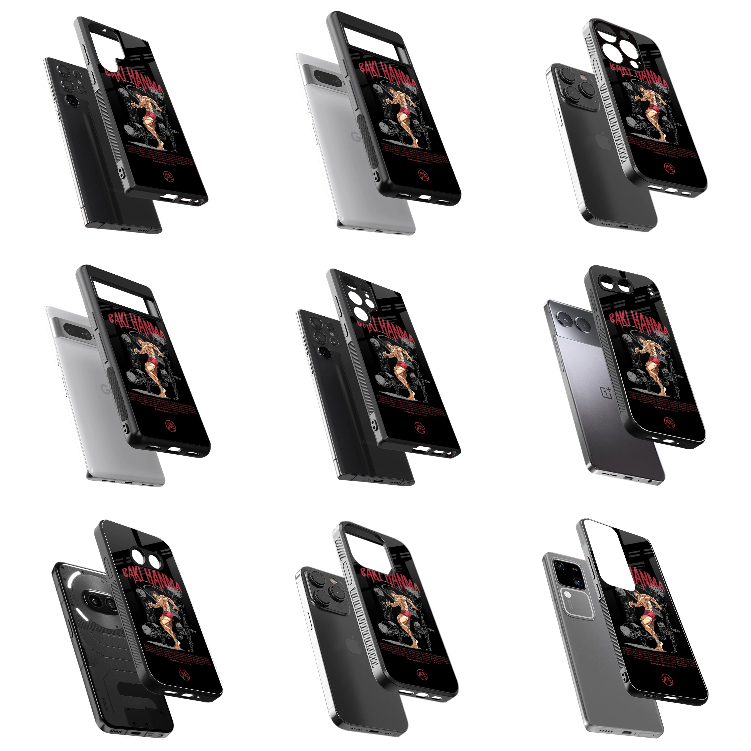 Durable Glass Back Mobile Case for iPhone, Samsung, OnePlus, Google Pixel, Redmi, Vivo, Oppo