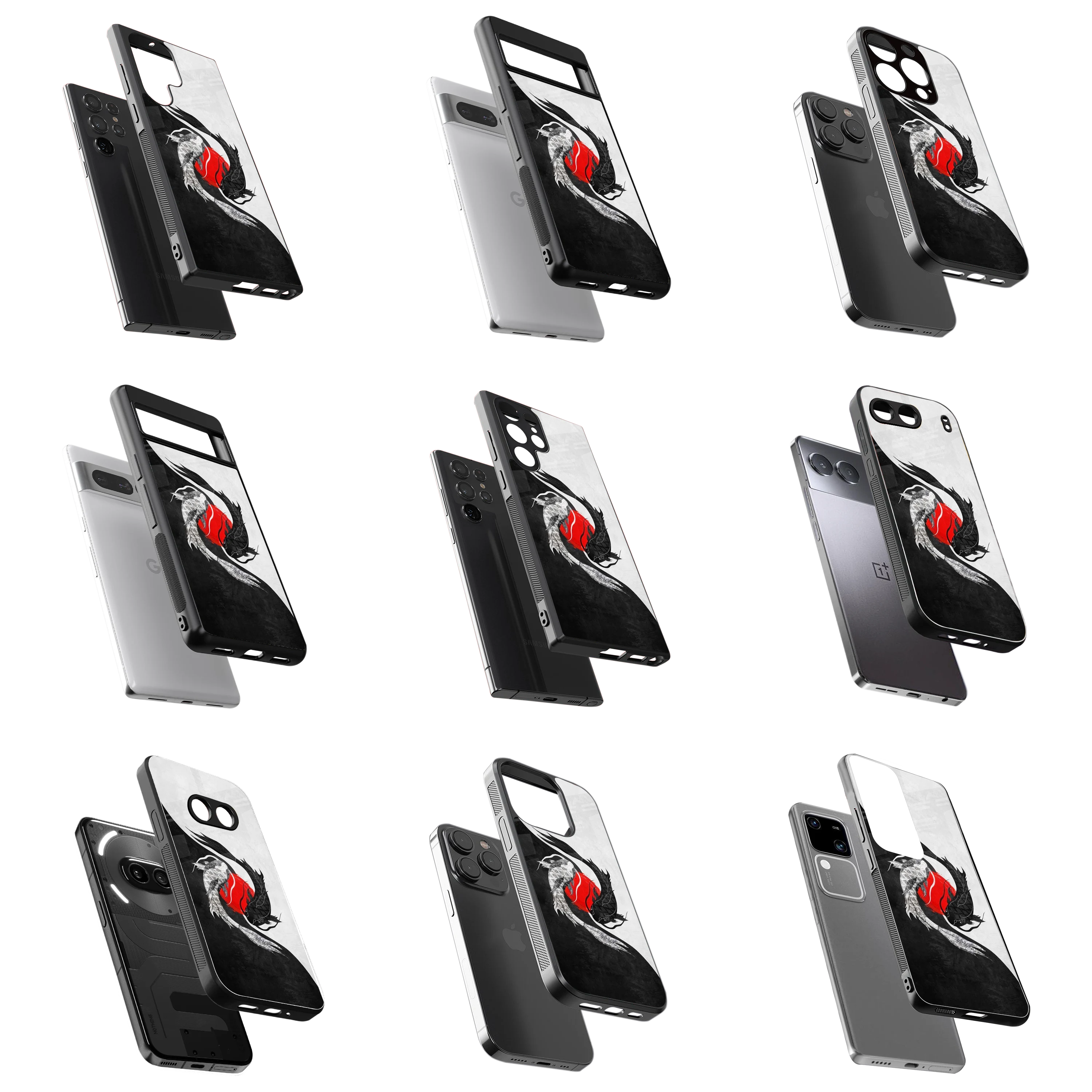 Durable Glass Back Mobile Case for iPhone, Samsung, OnePlus, Google Pixel, Redmi, Vivo, Oppo