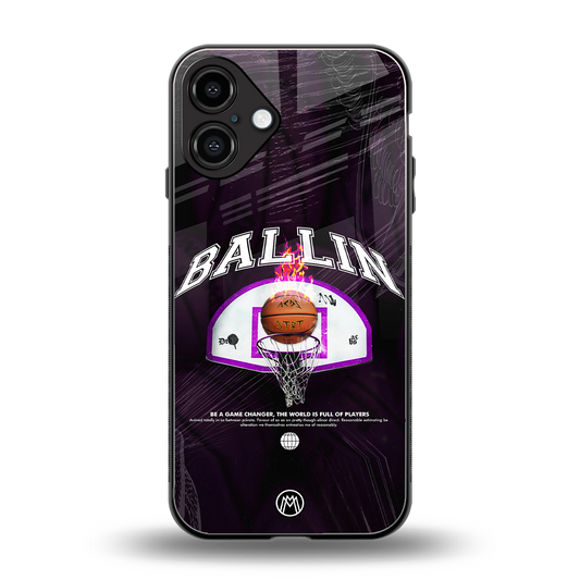 ballin back phone cover | glass case for iphone 16 plus