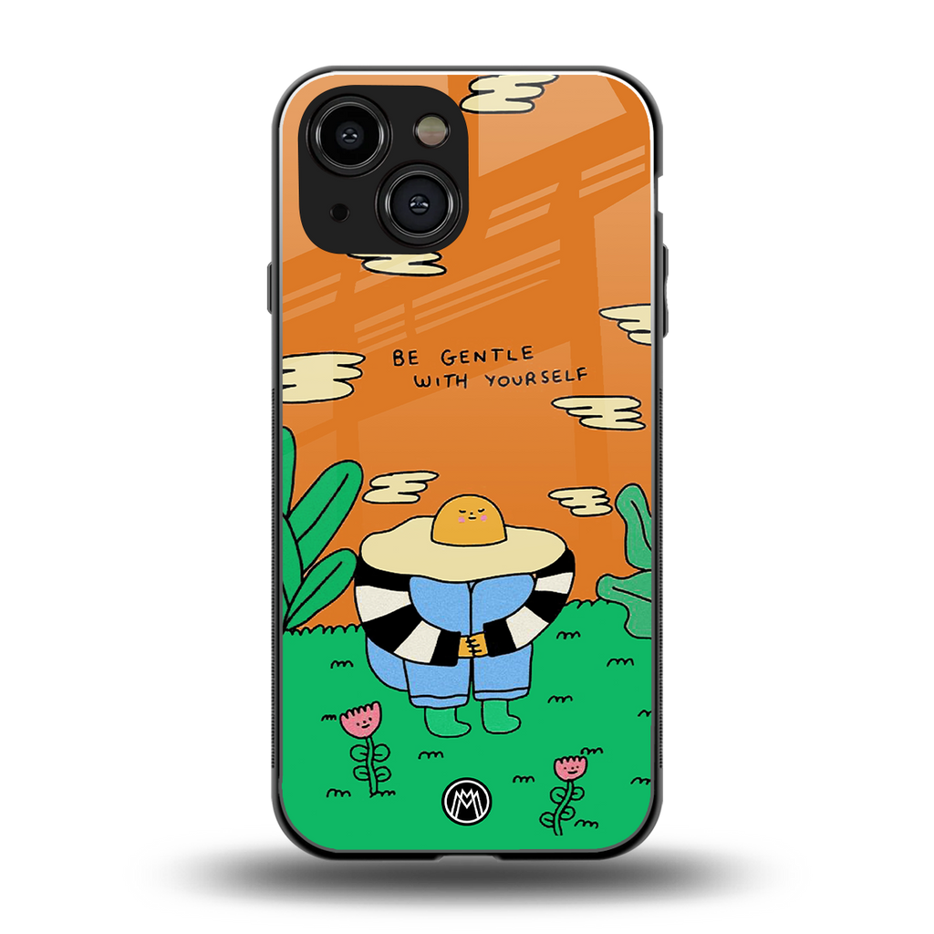 be gentle with yourself back phone cover | glass case for iphone 13 mini