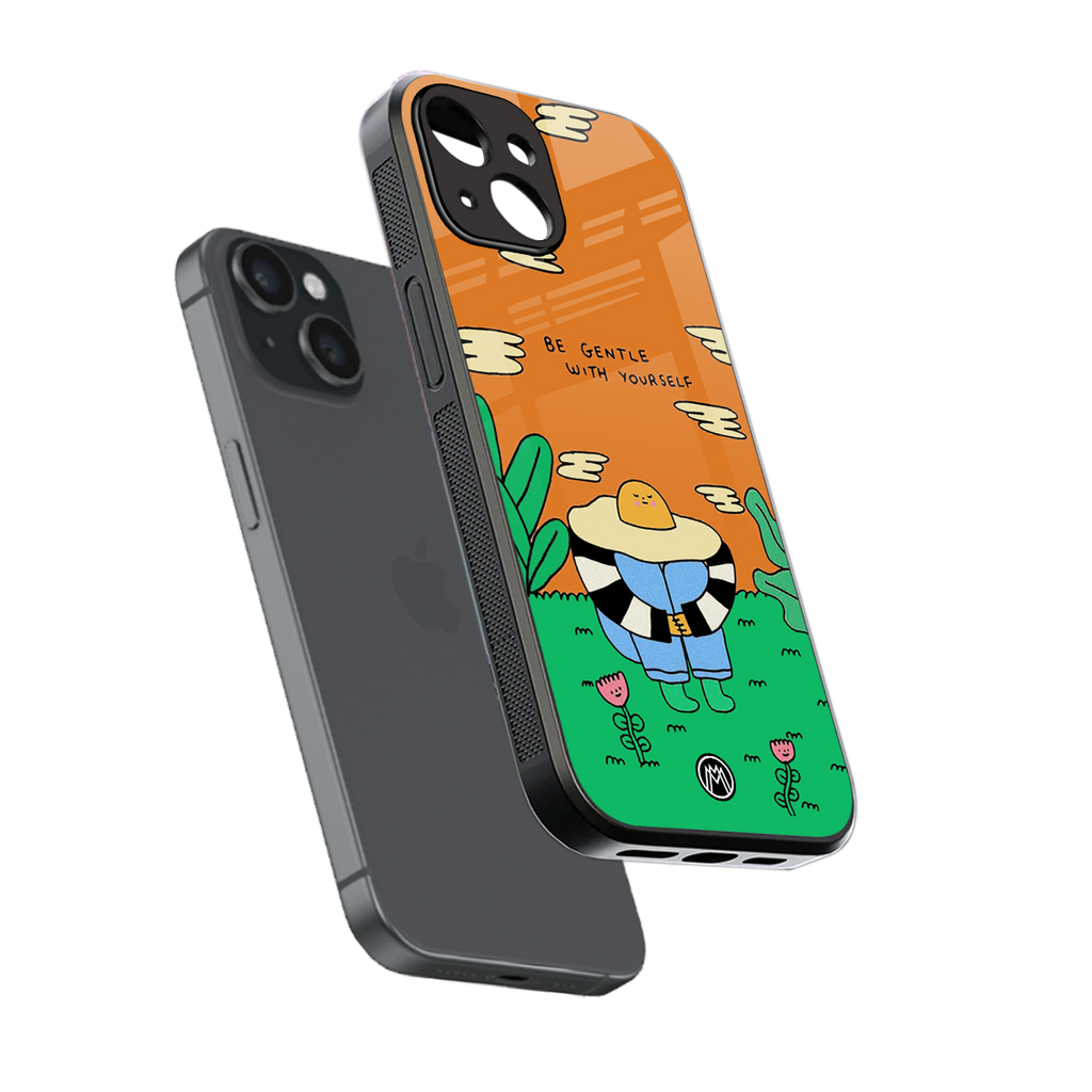 be gentle with yourself back phone cover | glass case for iphone 13 mini