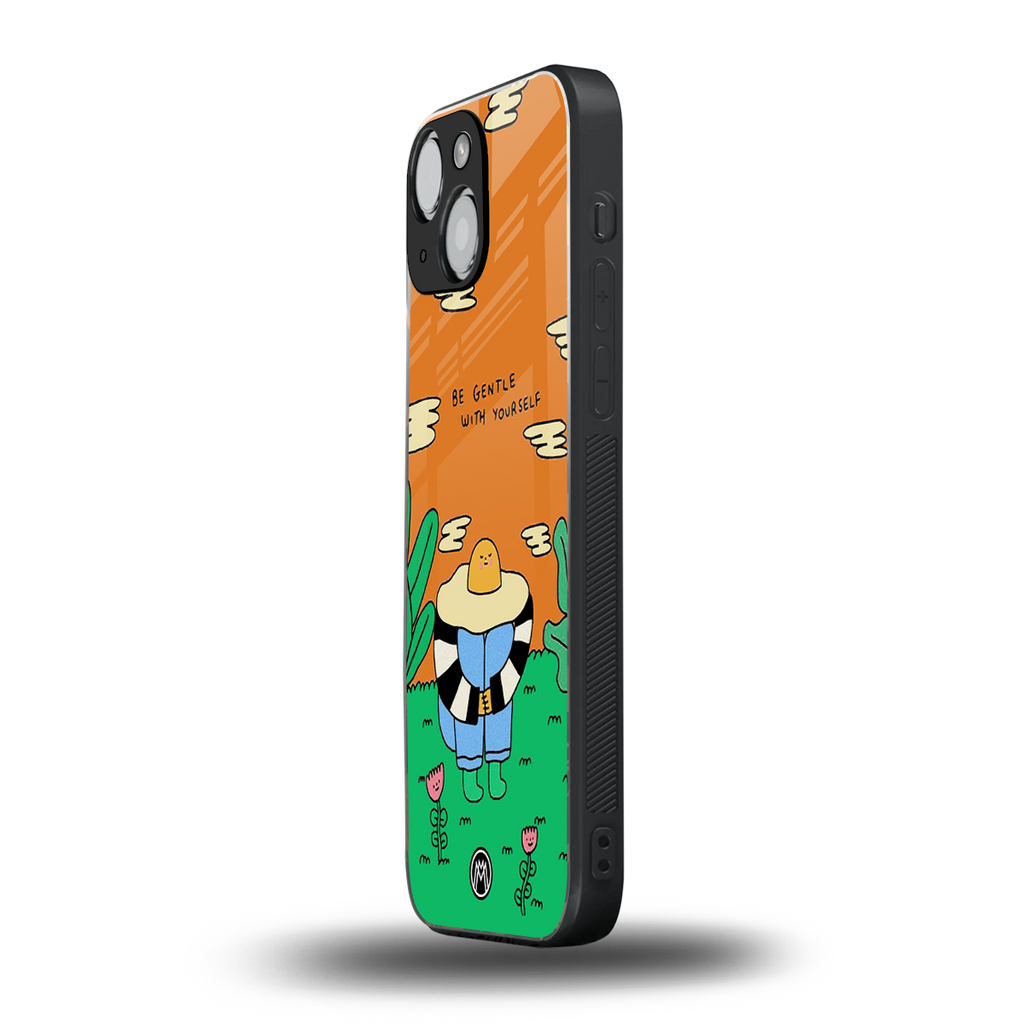 be gentle with yourself back phone cover | glass case for iphone 13 mini