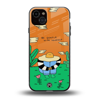 be gentle with yourself back phone cover | glass case for iphone 15 plus