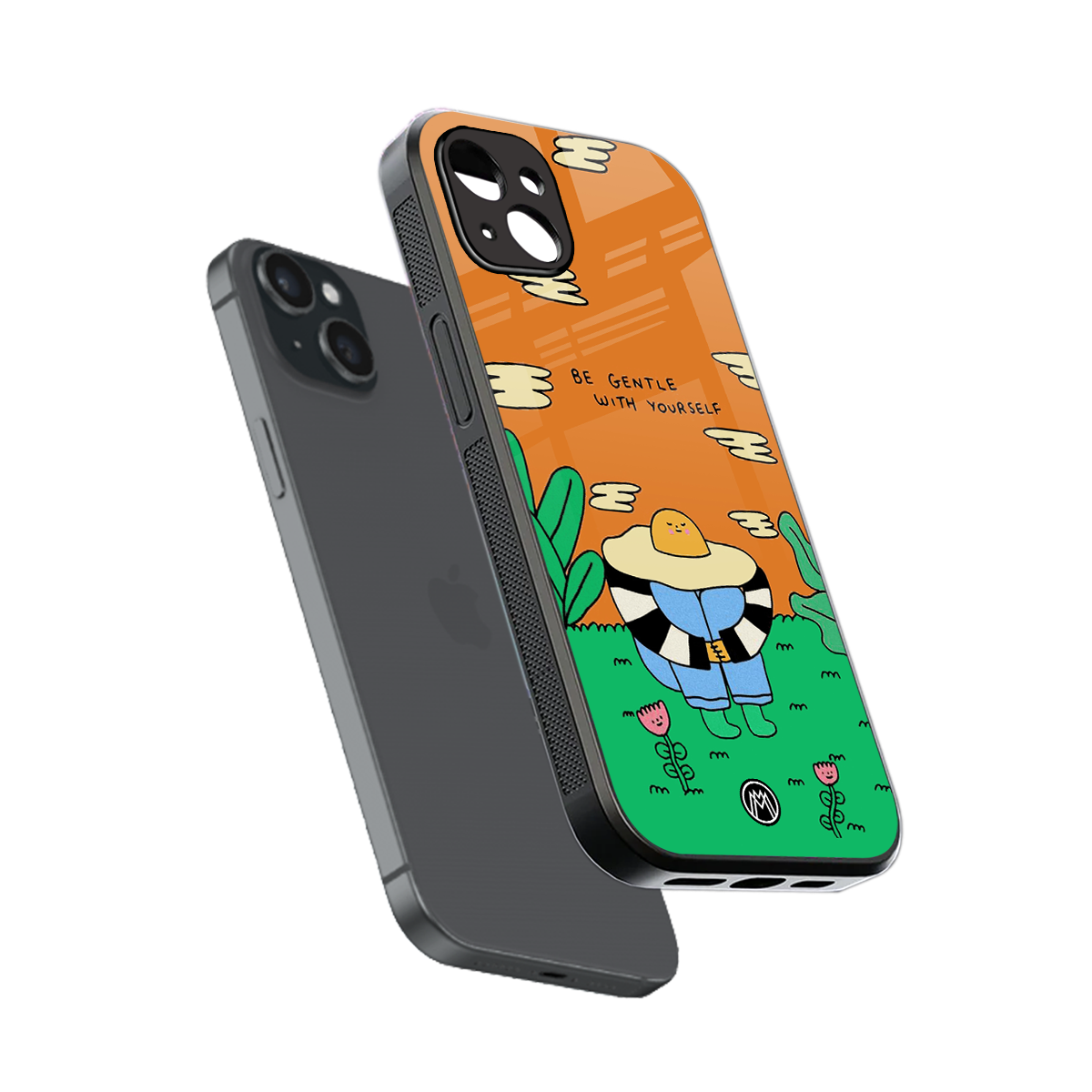 be gentle with yourself back phone cover | glass case for iphone 15 plus