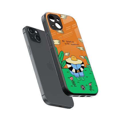 be gentle with yourself back phone cover | glass case for iphone 15 plus