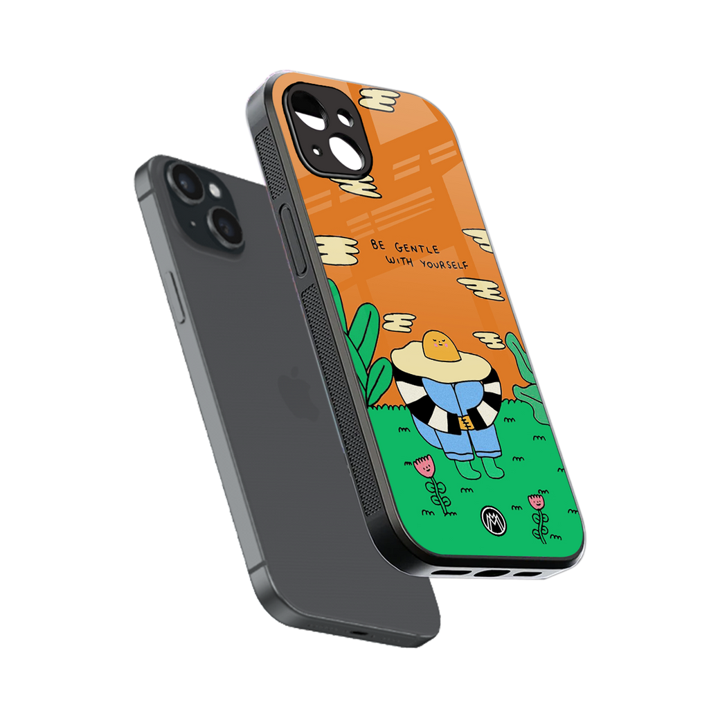 be gentle with yourself back phone cover | glass case for iphone 14 plus