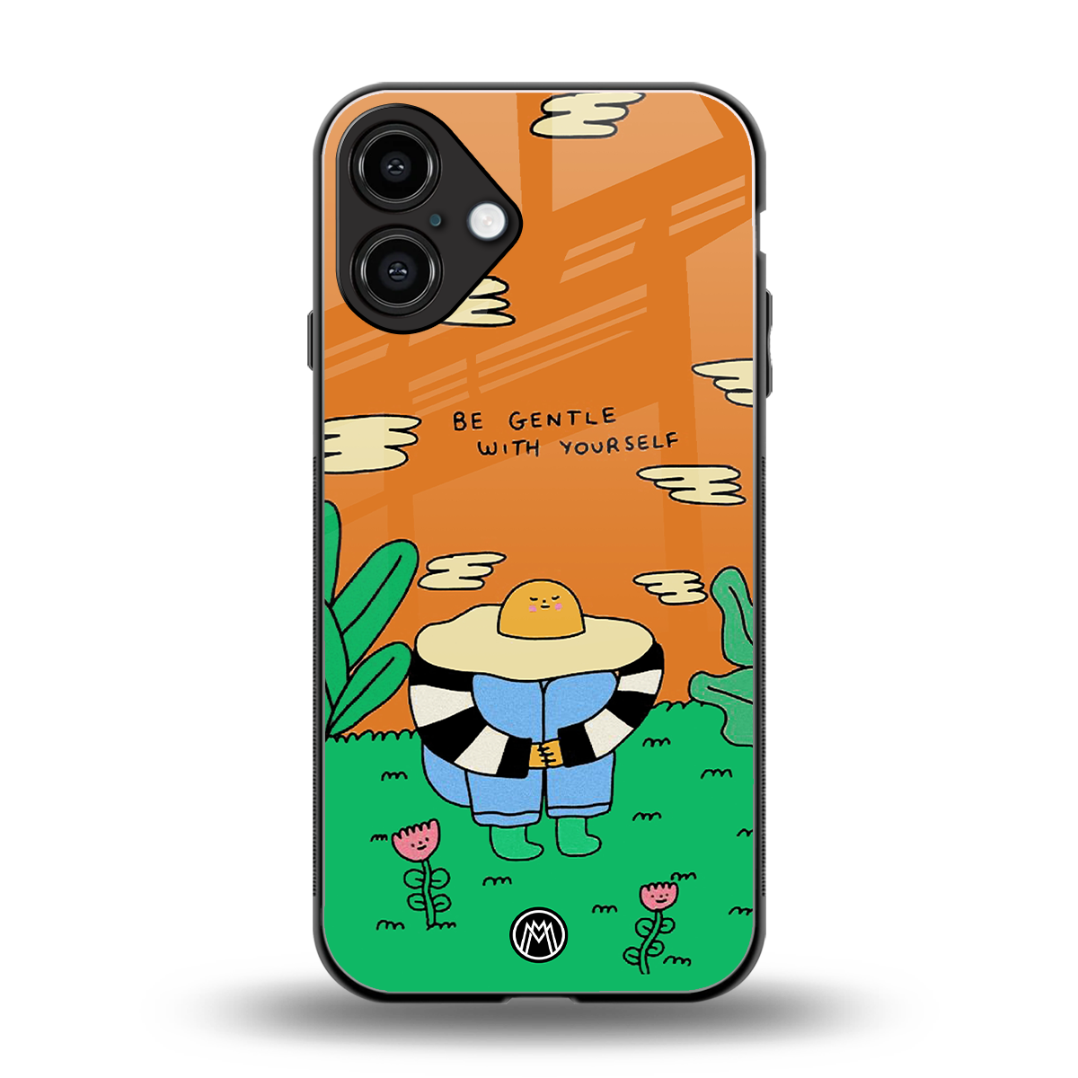 be gentle with yourself back phone cover | glass case for iphone 16 plus