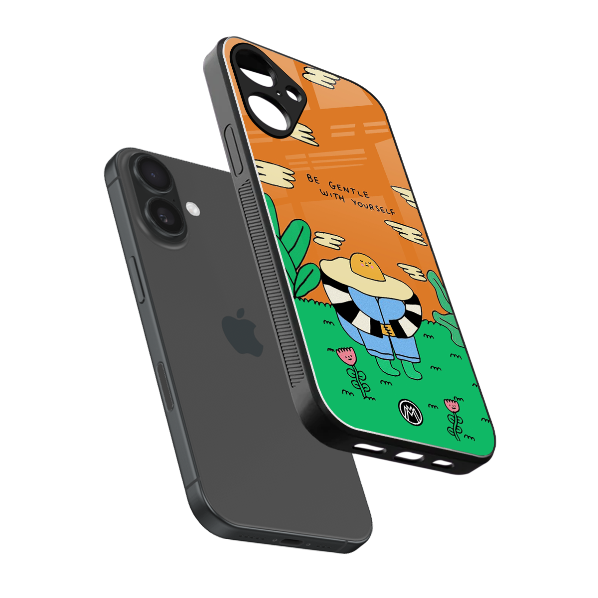 be gentle with yourself back phone cover | glass case for iphone 16 plus