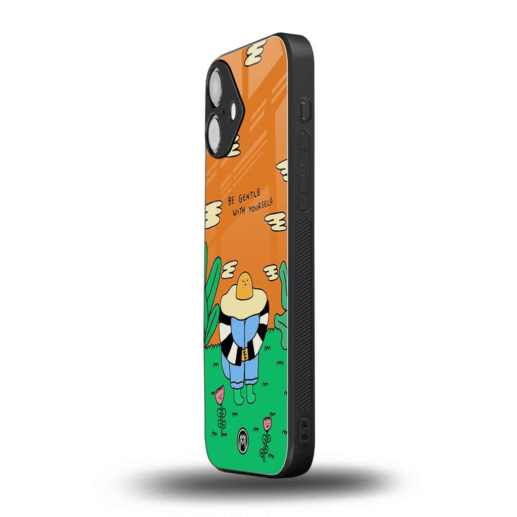 be gentle with yourself back phone cover | glass case for iphone 16 plus