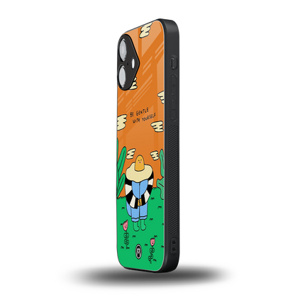 be gentle with yourself back phone cover | glass case for iphone 16 plus