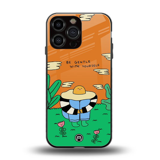 be gentle with yourself back phone cover | glass case for iphone 16 pro max