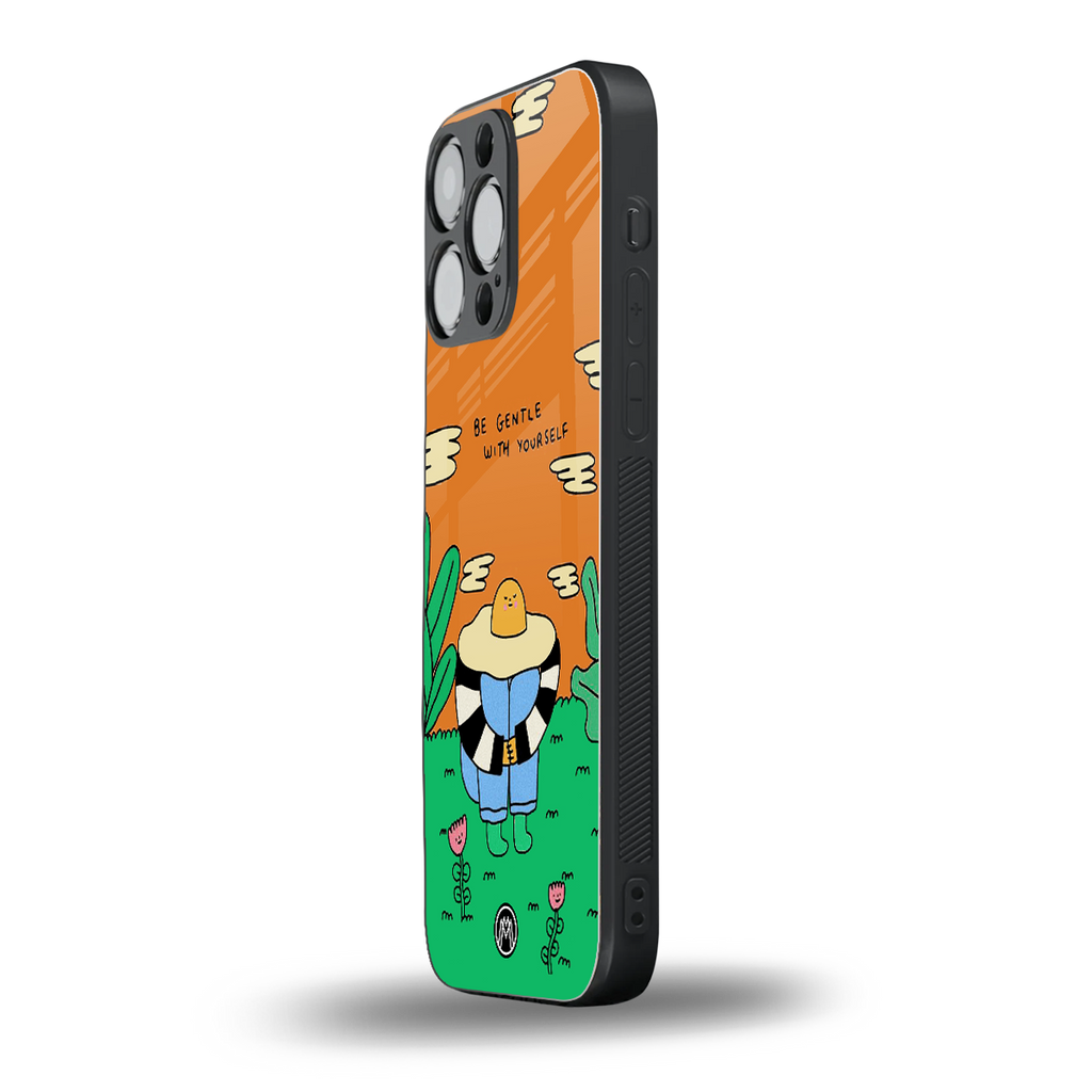 be gentle with yourself back phone cover | glass case for iphone 16 pro max