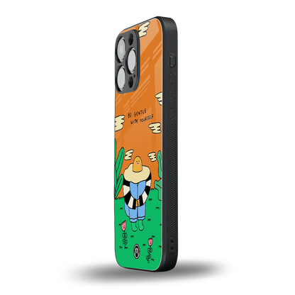 be gentle with yourself back phone cover | glass case for iphone 16 pro max