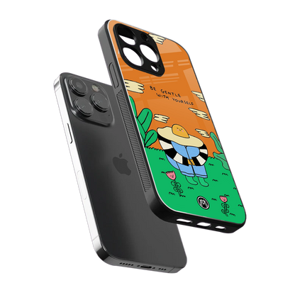 be gentle with yourself back phone cover | glass case for iphone 16 pro