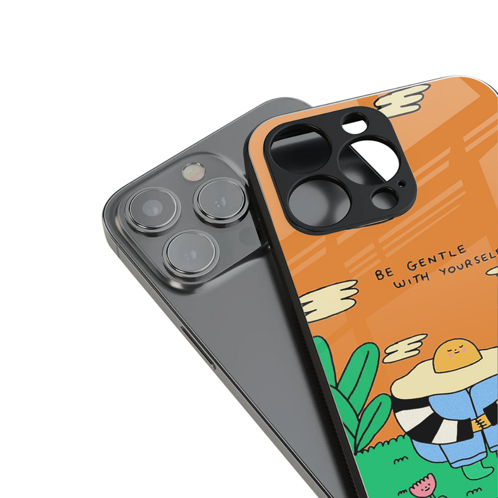 be gentle with yourself back phone cover | glass case for iphone 16