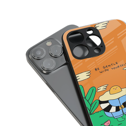 be gentle with yourself back phone cover | glass case for iphone 16 pro max
