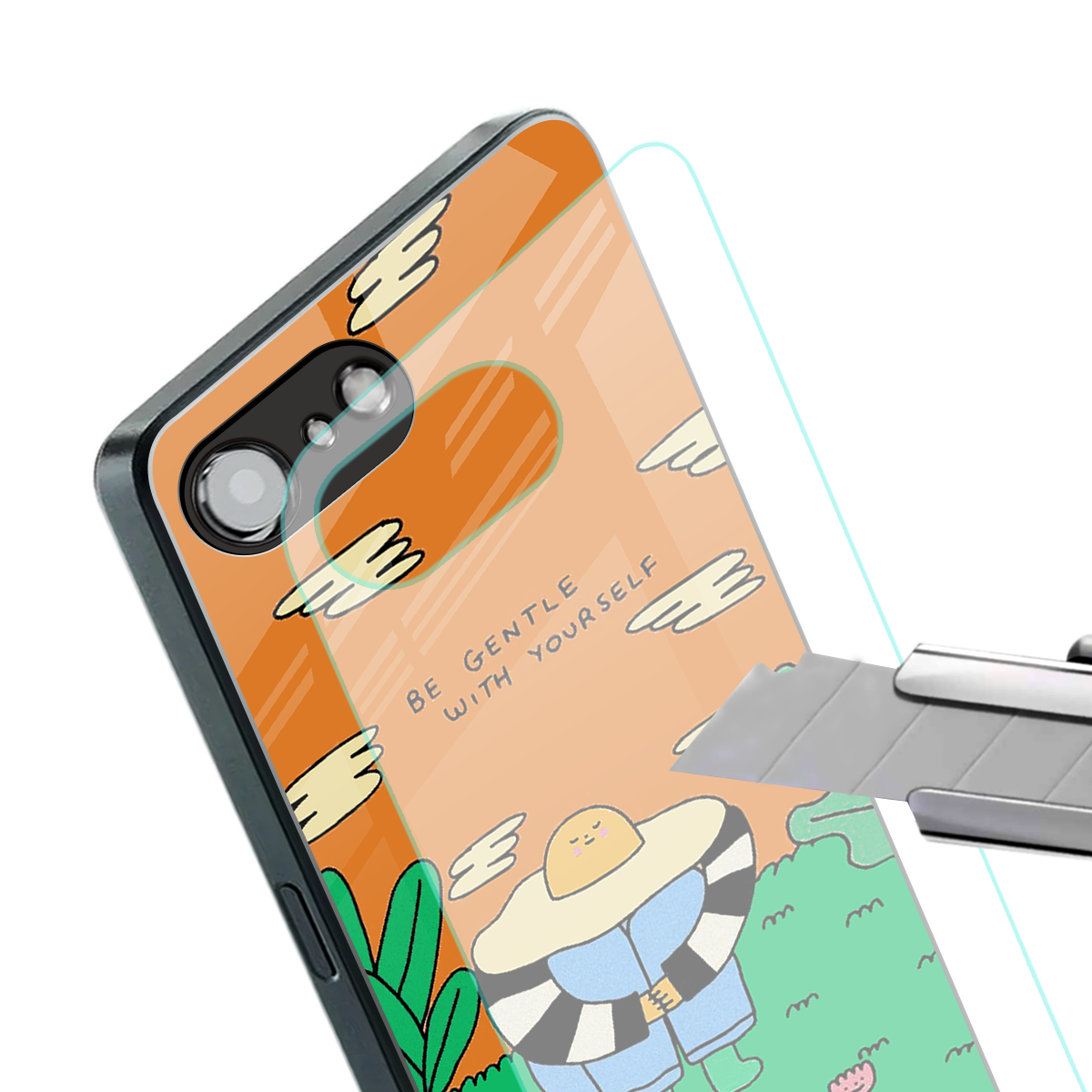 be gentle with yourself back phone cover | glass case for iphone 16e