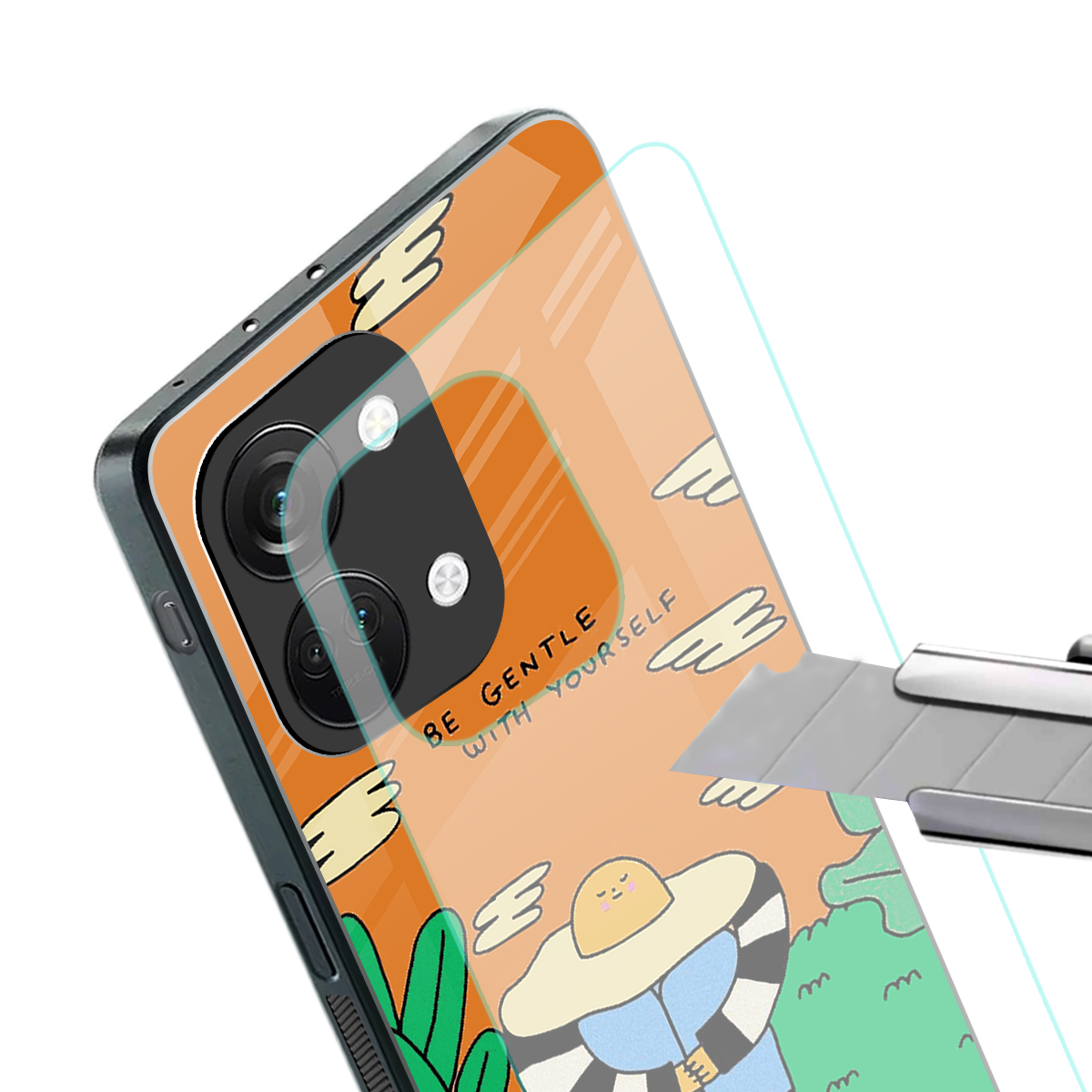 be gentle with yourself back phone cover | glass case for oneplus nord 3