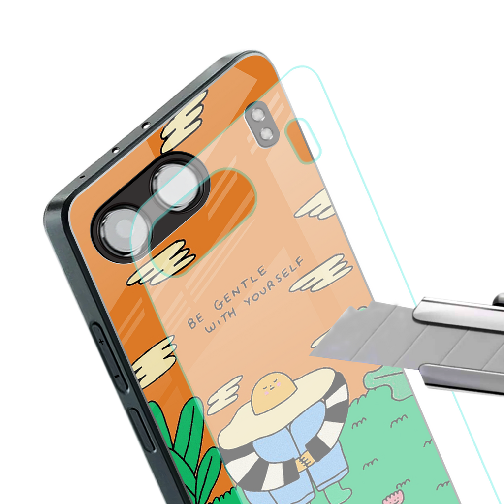 be gentle with yourself back phone cover | glass case for oneplus nord 4