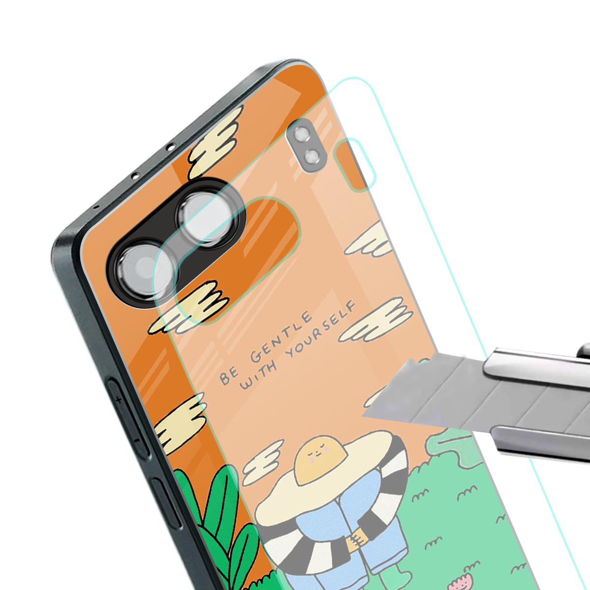 be gentle with yourself back phone cover | glass case for oneplus nord 4