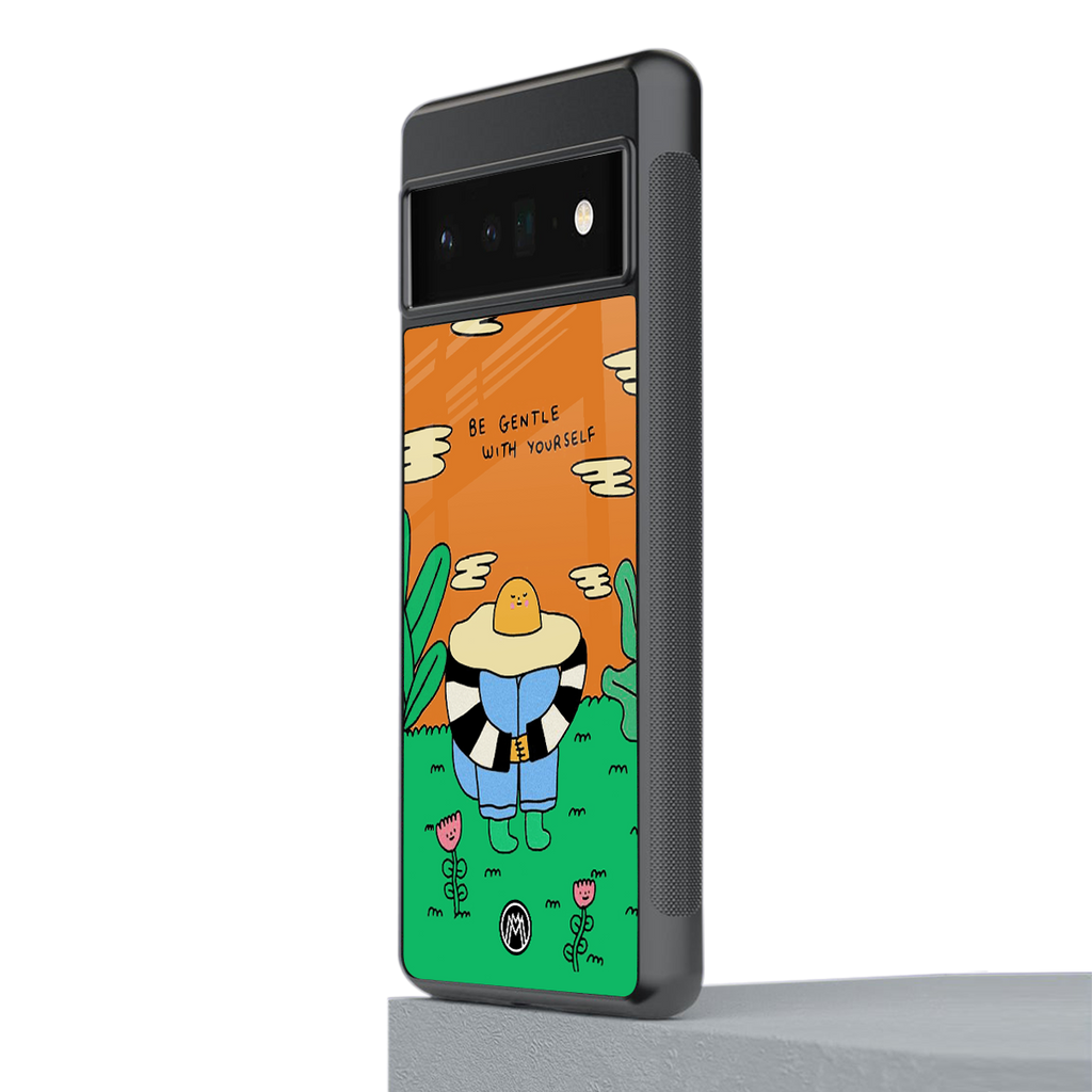be gentle with yourself back phone cover | glass case for google pixel 6 pro