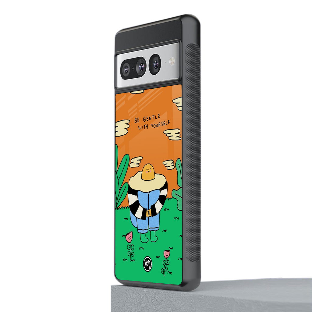 be gentle with yourself back phone cover | glass case for google pixel 7 pro