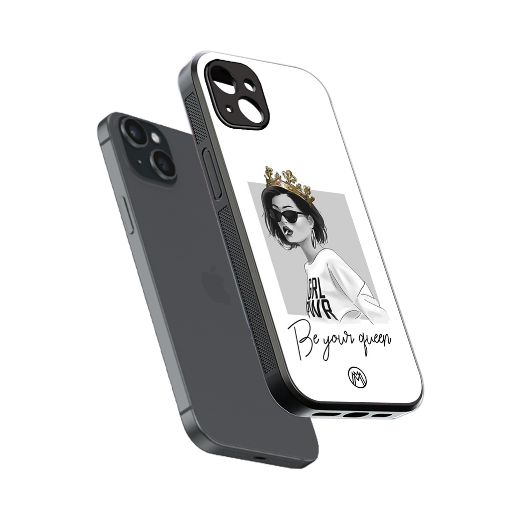 be your queen back phone cover | glass case for iphone 15 plus