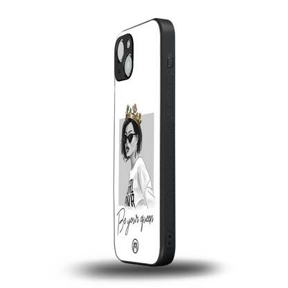 be your queen back phone cover | glass case for iphone 15 plus