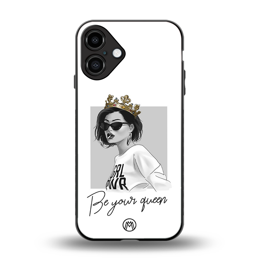 be your queen back phone cover | glass case for iphone 16 plus