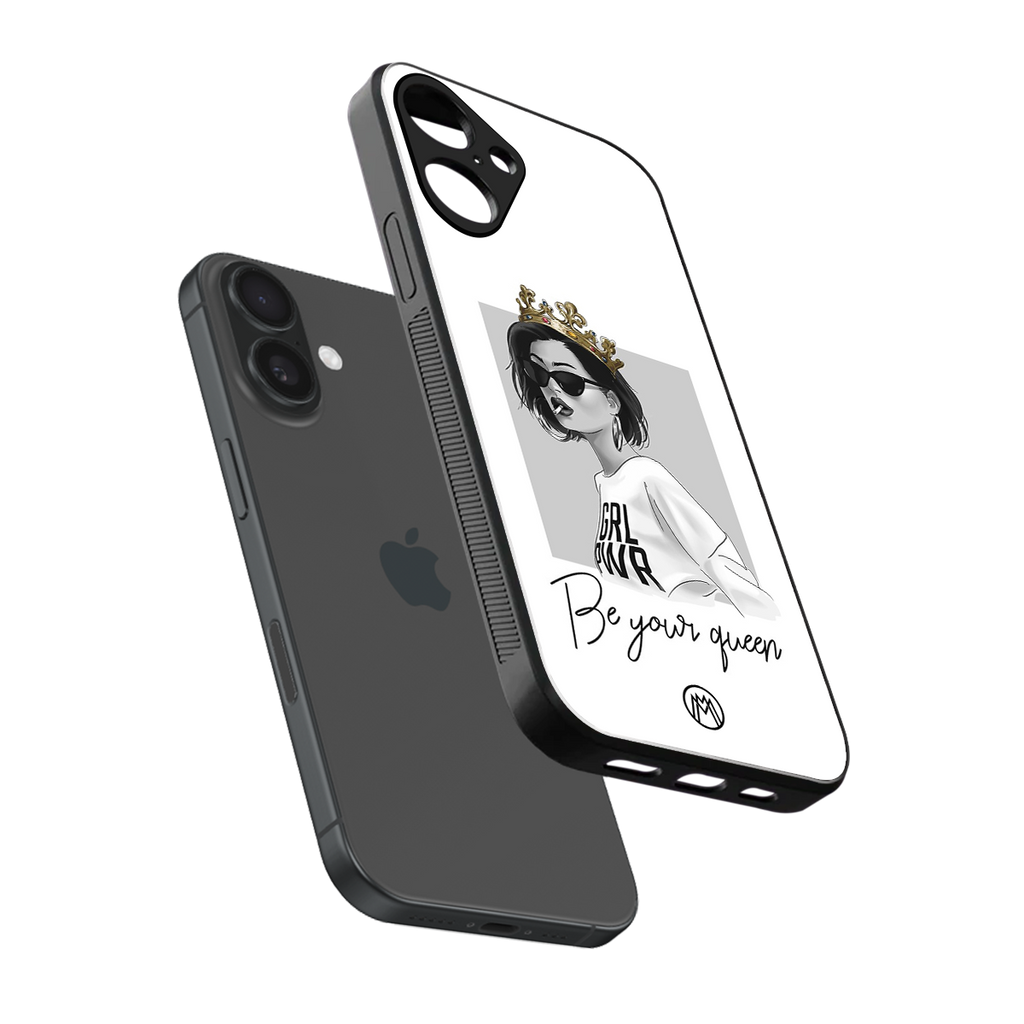 be your queen back phone cover | glass case for iphone 16 plus