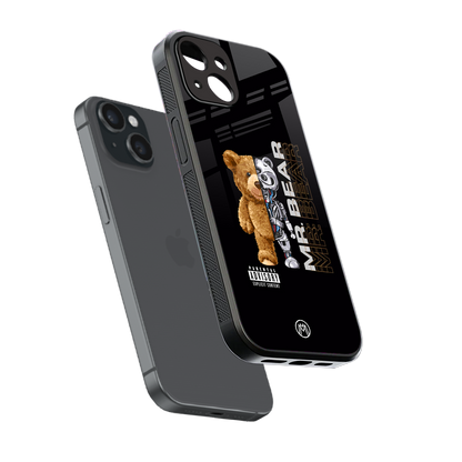 bear pal back phone cover | glass case for iphone 13 mini