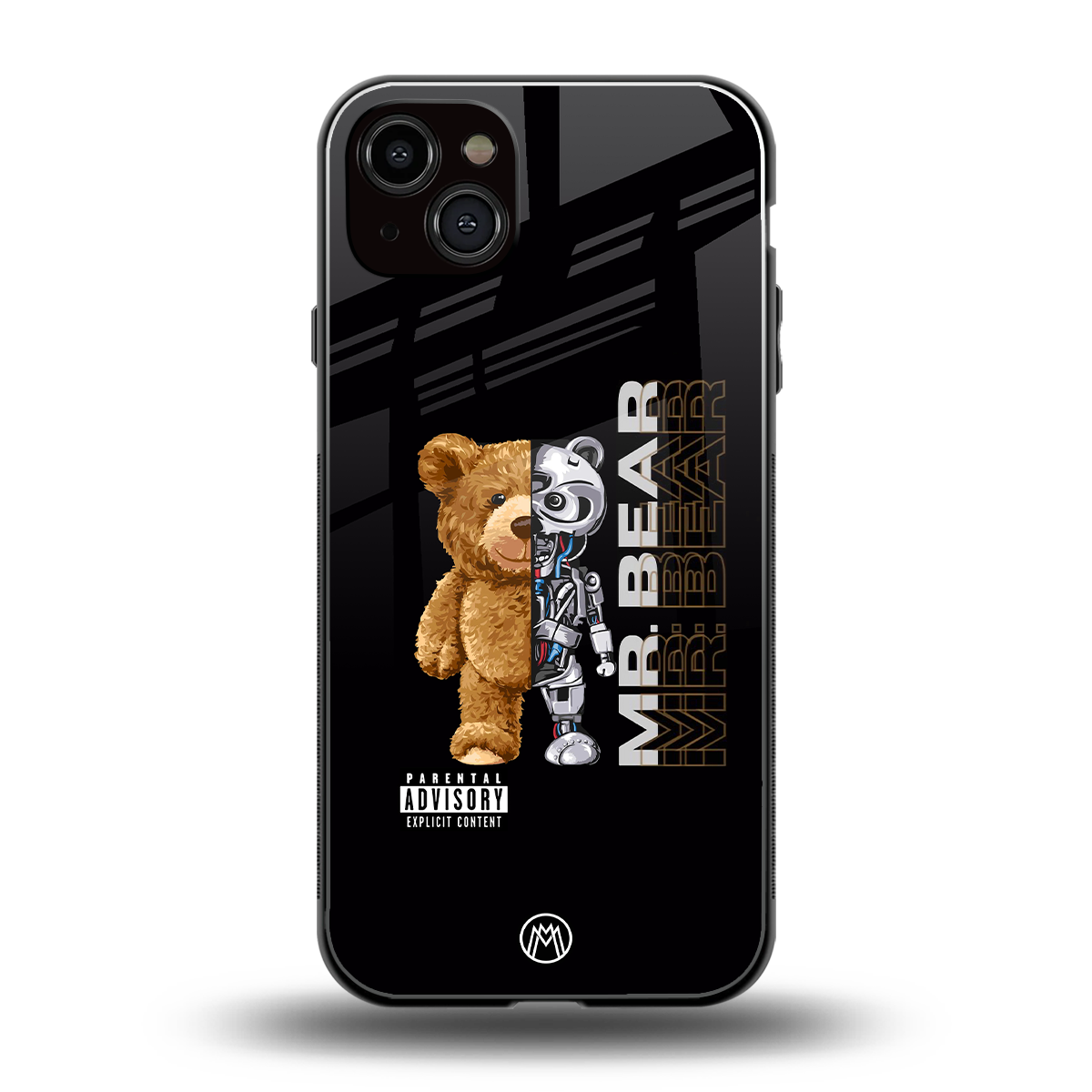 bear pal back phone cover | glass case for iphone 15 plus