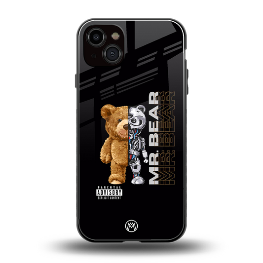bear pal back phone cover | glass case for iphone 15 plus