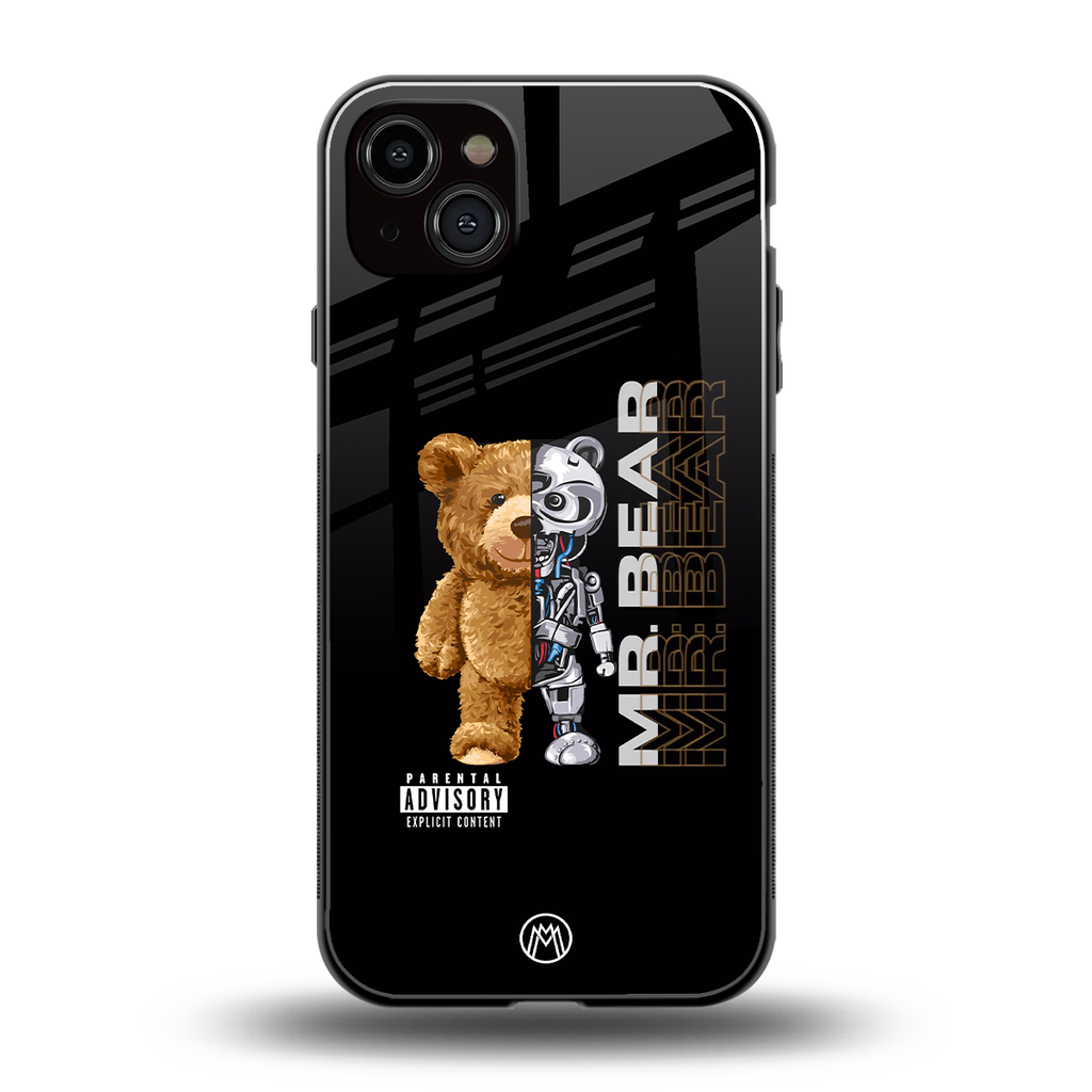 bear pal back phone cover | glass case for iphone 14 plus