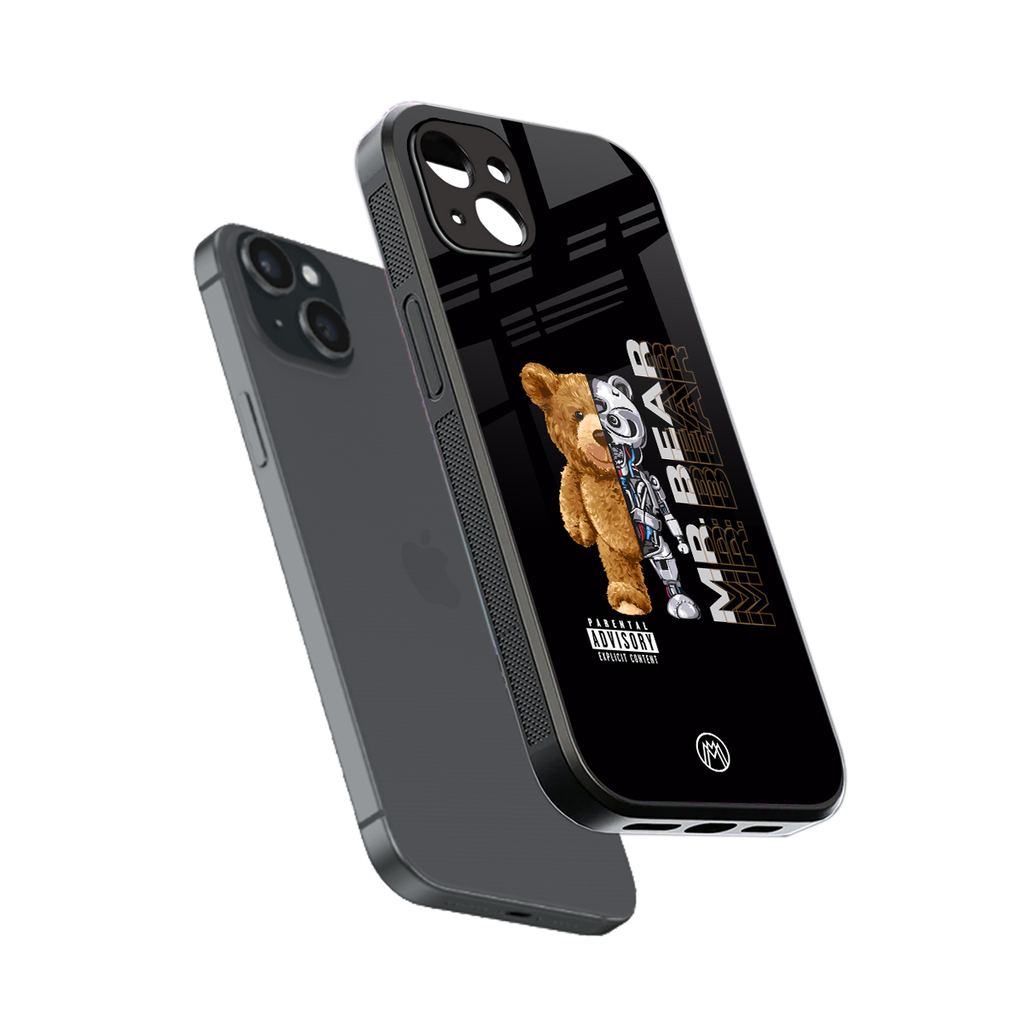 bear pal back phone cover | glass case for iphone 15 plus