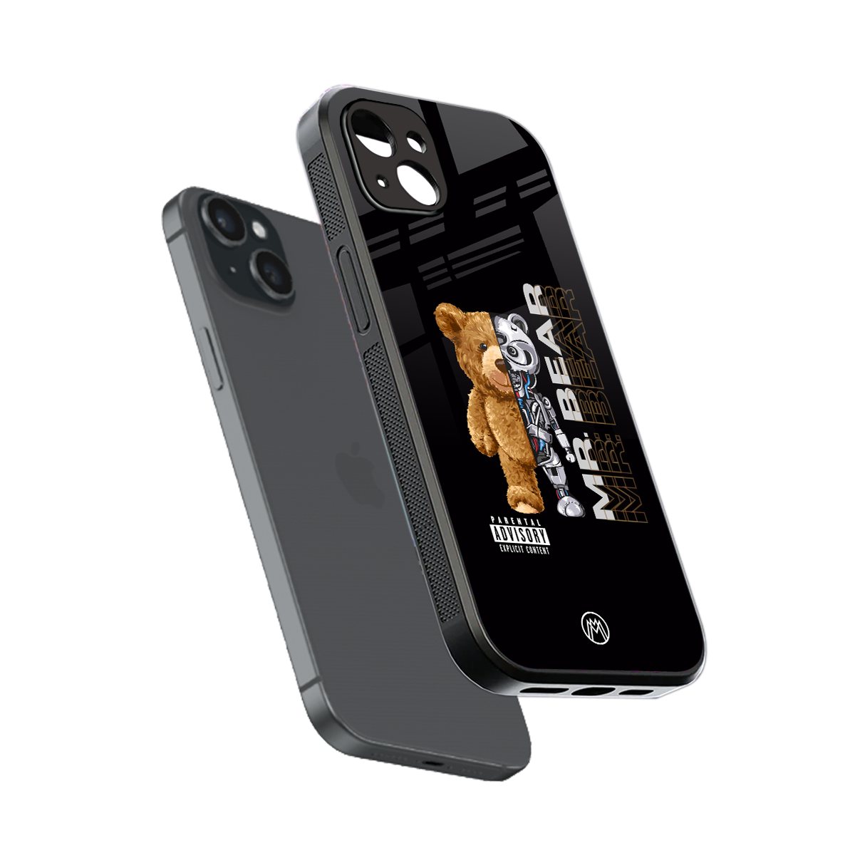 bear pal back phone cover | glass case for iphone 15 plus