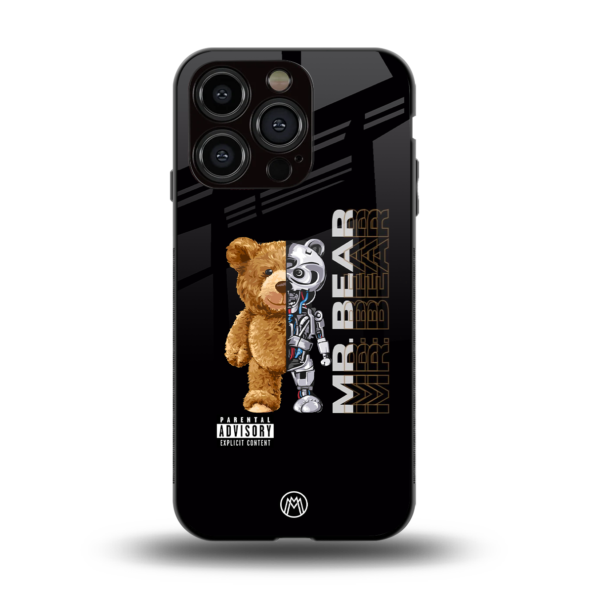 bear pal back phone cover | glass case for iphone 15 pro