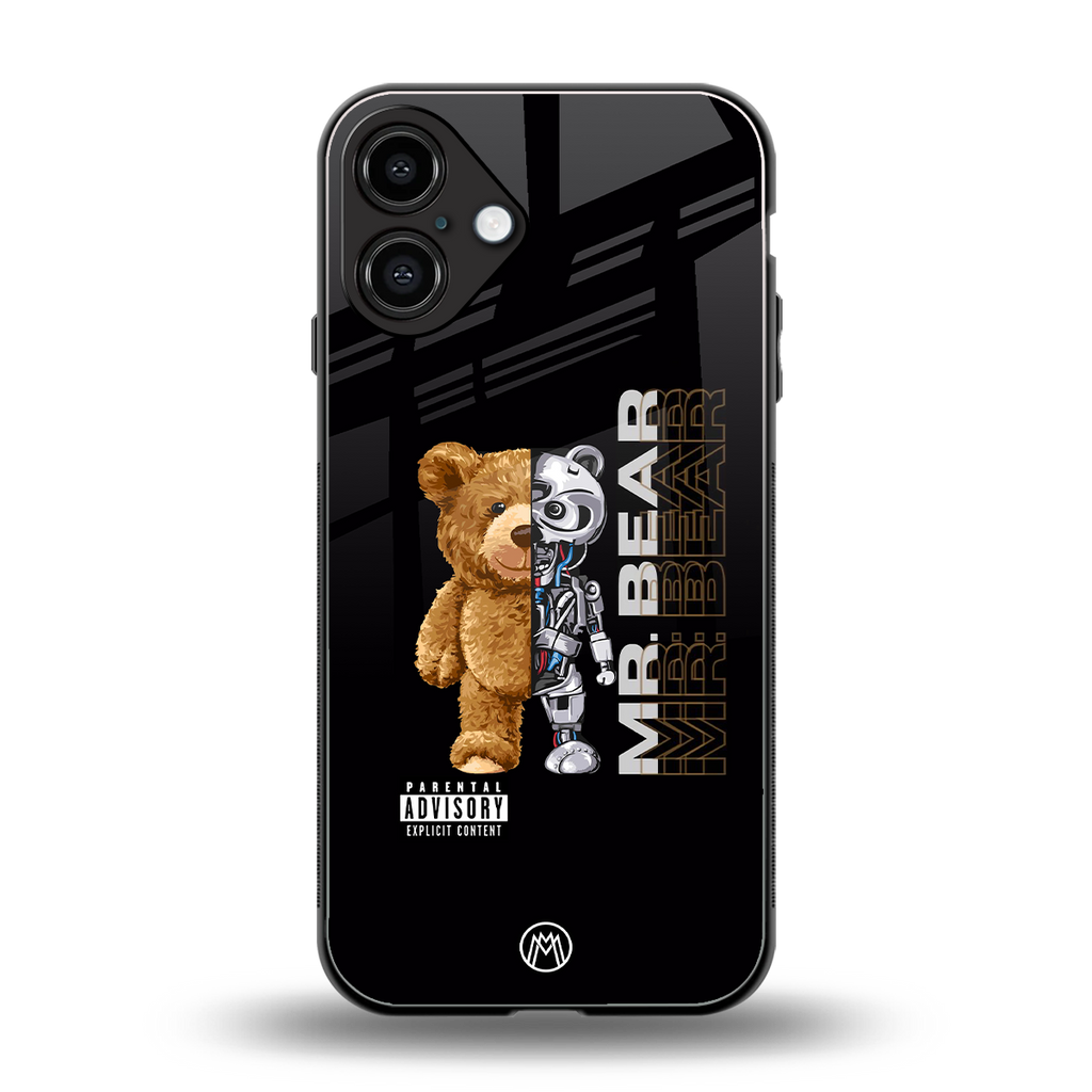 bear pal back phone cover | glass case for iphone 16 plus