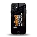 bear pal back phone cover | glass case for iphone 16 plus
