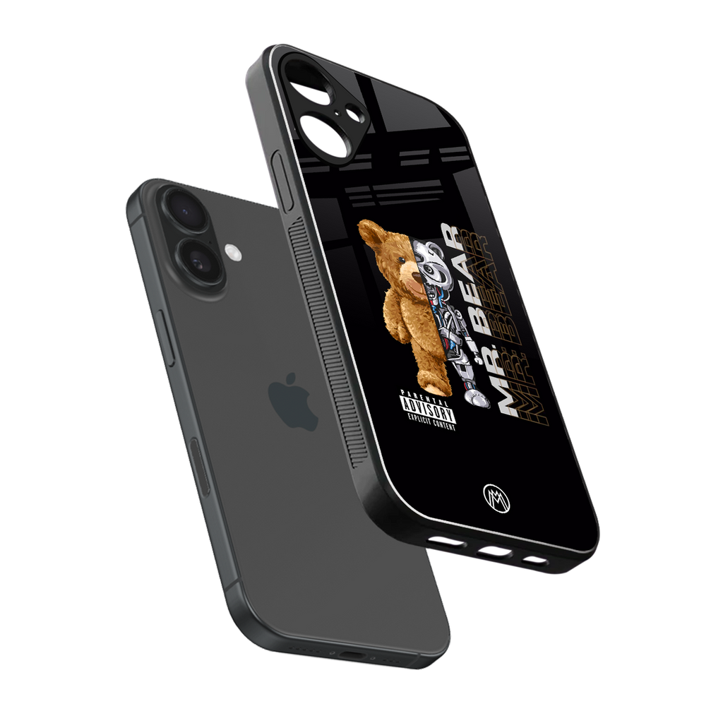 bear pal back phone cover | glass case for iphone 16 plus